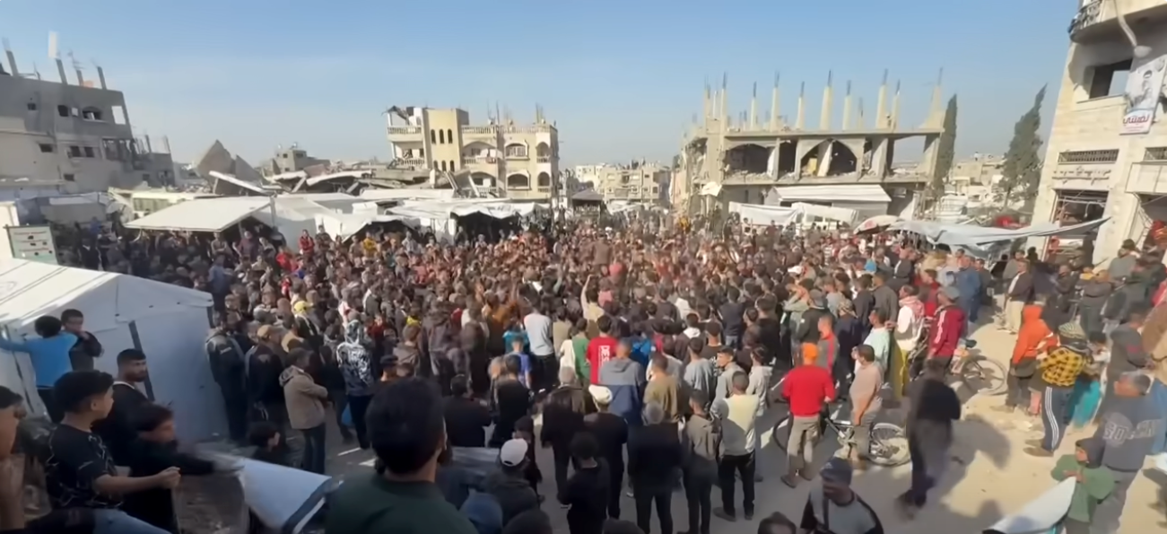 Hamas security forces confronting protesters in Gaza, with visible tension and unrest.