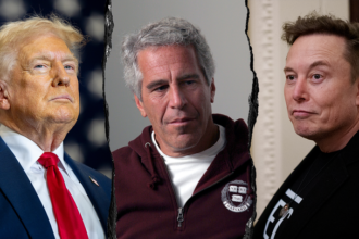 Elon Musk (right) said President Donald Trump is in the controversial Jeffrey Epstein files.