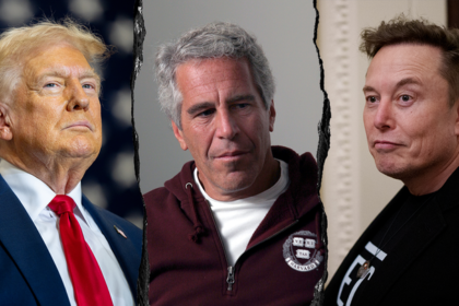 Elon Musk (right) said President Donald Trump is in the controversial Jeffrey Epstein files.